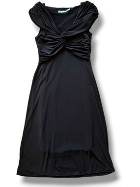 Slim Fabulous Black Sleeveless Polyester/Spandex Dress Draped Bust Sz XS C-4